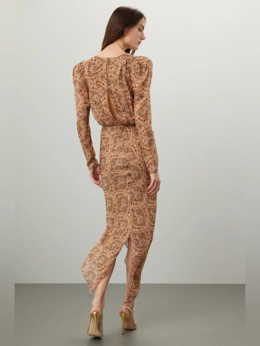 NWT RONNY KOBO 100% Silk Astrid Paisley Midi Dress Sz XS - Picture 3 of 9